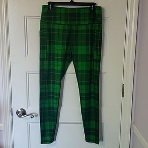 CVG ~ Constantly Varied Gear Plaid Green Full Length Leggings Large